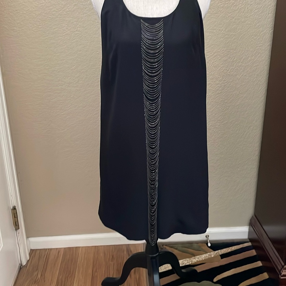 Matty M Black with silver chain dress.